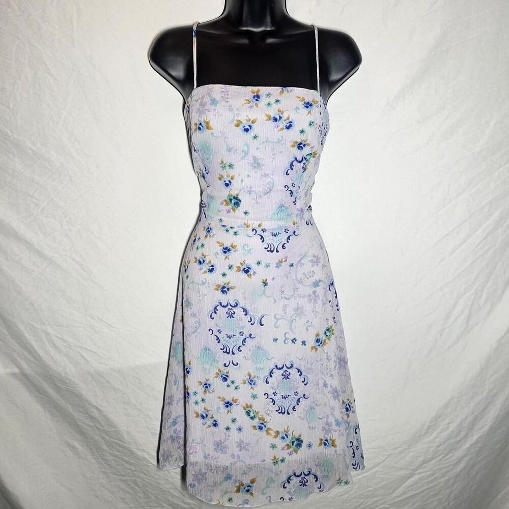 vintage y2k 2000's purple lilac floral whimsigoth a-line dress